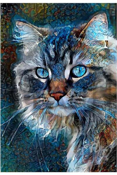 pixartsanat Mavi Gözlü Kedi 30x40 PixArt Sanat Elmas Mozaik Tablo Diamond Tür...