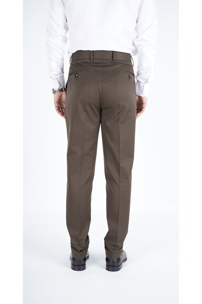 LONATOLİA Erkek Regular Fit Yüksek Bel Piliseli Tokalı Kumaş Pantolon-Haki