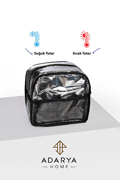 ADARYA HOME 7 Lt Yemek Taşıma Çantası Sıcak Ve Soğuk Termal Termos Kamp Piknik Soğutucu Buzluk Çanta (SİYAH)