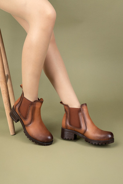 Getcho Γυναικείες μπότες Efser από γνήσιο δέρμα με ελαστικό λουράκι