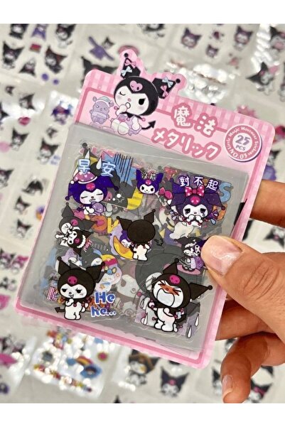 Kağıt Gemi Dükkan Sanrio Karakter Kuromi 25 Yaprak 160 Adet Sticker Pembe Set...