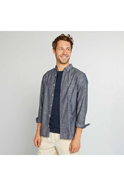 KIABI قميص شامبراي باللون الأزرق