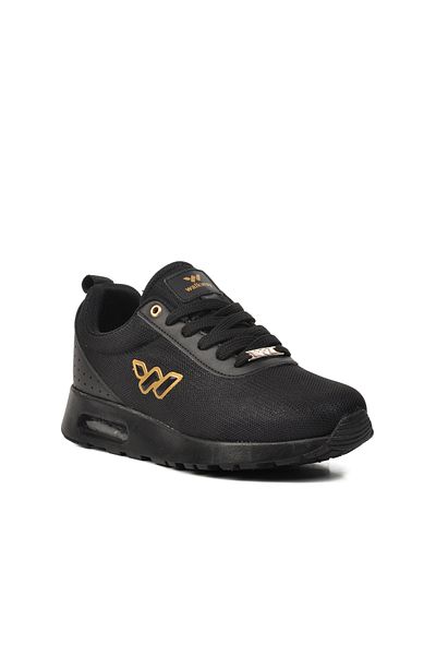 WALKWAY Black-Gold Unisex Sports Shoes