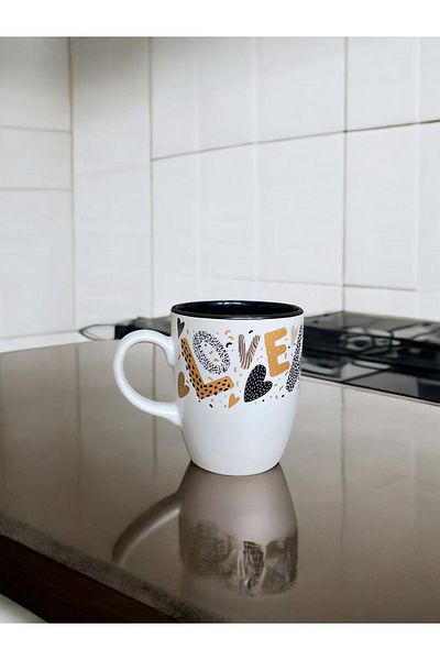 Keramika Matte White Love Themed Mug
