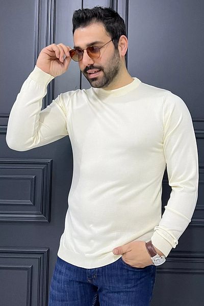 MİSHAR İTALİA Πλεκτό πουλόβερ Cream Crew Neck