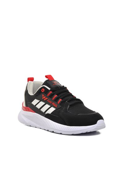 WALKWAY Black-White-Red Women's Sports Shoes