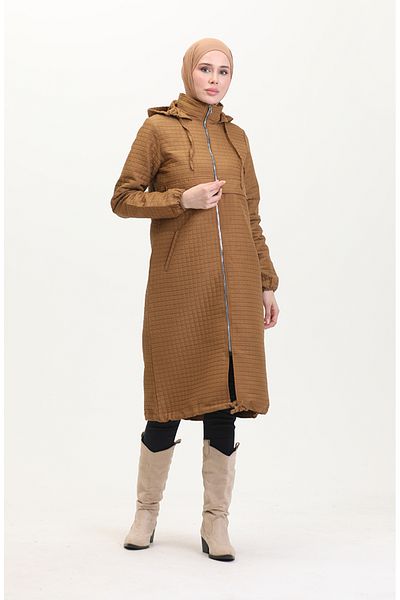 sefamerve Καπάκι με φερμουάρ Tan Hooded 0541-01