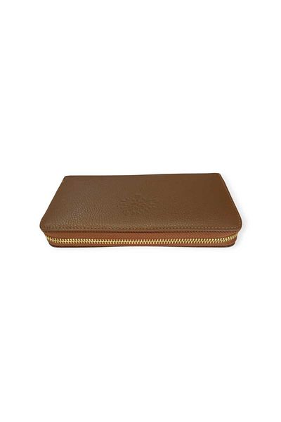 Veskemann Sandy Tan Genuine Leather Zipper Wallet