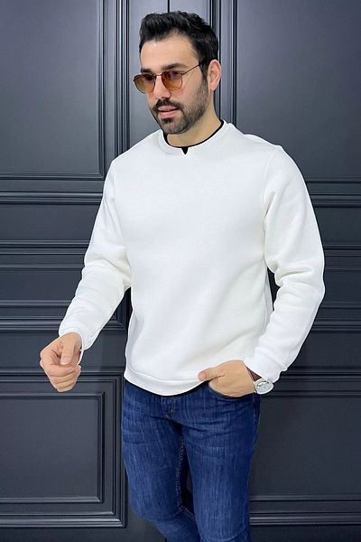 MİSHAR İTALİA Ανδρικό φούτερ Cream Crew Neck Rose Gold