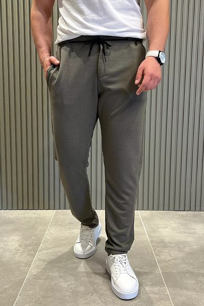 MİSHAR İTALİA Ανδρικό παντελόνι Jogger με ελαστική μέση χακί