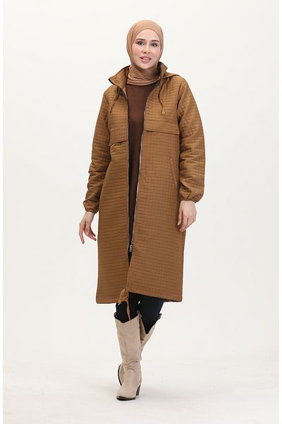 sefamerve Καπάκι με φερμουάρ Tan Hooded 0541-01