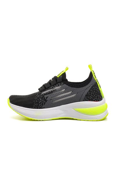 WALKWAY Black-White-Phosphor Yellow Children's Sports Shoes