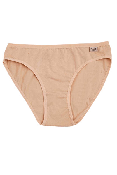 Nana & Mayka Moda Tutku 6 piese Chiloți slip bikini uni din bumbac pieptănat cu elastan pentru femei S - M -L 715 Ten