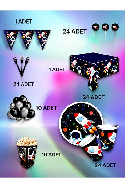 VibeHome Space Themed Luxury Set for 24 - Birthday Party and Fun Events