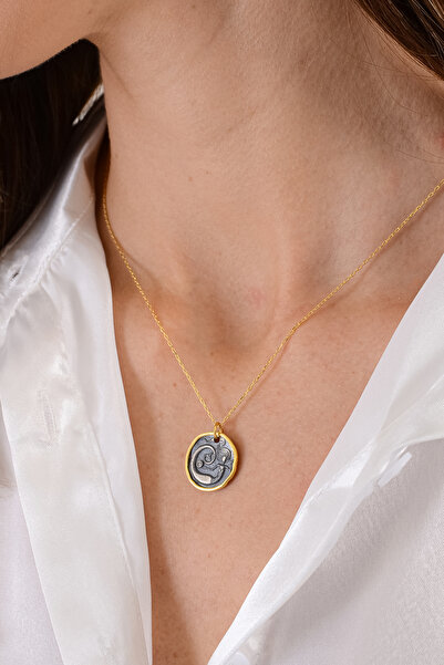Ricco Jewellery 14 K Gold Kaplama 925 Ayar Gümüş Antik Deniz Kızı Kolye