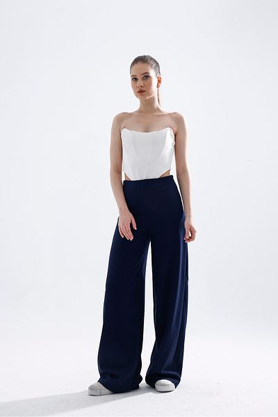 Trandiva Moda Side Zip Stretchy High Waist Wide Leg Pallazo Pants Sy401
