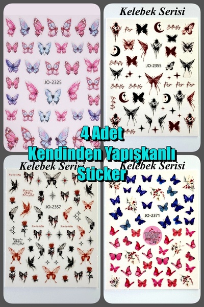 Easy Beauty 4 Adet Kendinden Yapışkanlı Tırnak Sticker, Nail Art, Tırnak Süsl...
