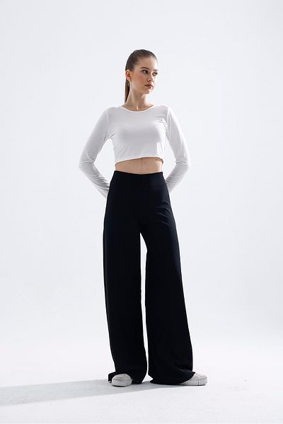 Trandiva Moda Side Zip Stretchy High Waist Wide Leg Pallazo Pants Sy401