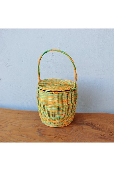 Mylamp Coș din ratan 20x16 cu capac verde