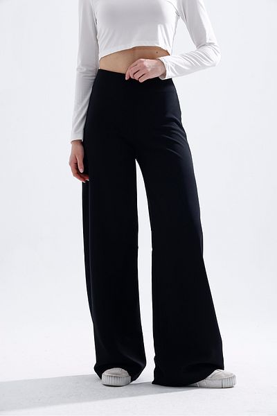 Trandiva Moda Side Zip Stretchy High Waist Wide Leg Pallazo Pants Sy401