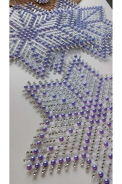 NMSONE Pulley Handwork Beaded Room Set (Handmade Purple Color 6 Pieces)