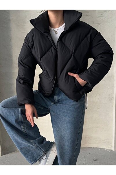 MEECY Women's Black Puffer Coat