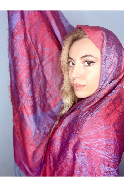 Çeşme Home Kadın Kaşmir Ve Ipek Karışımlı Fuşya Orijinal Paşmina Şal Eşarp