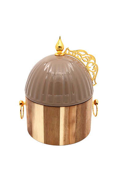 Dania صندوق تخزين خشبي مع غطاء ذهبي 18 سم