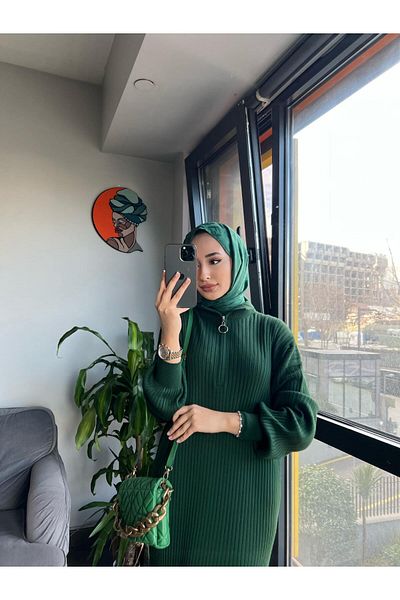 Jose Clothing Howell Premium Yarn Series Zippered Ribbed Long Knitwear Dress