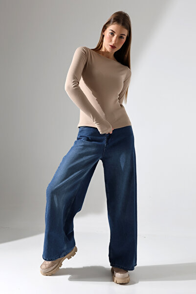 Şiir Μπλούζα και μπλούζα με μακρυμάνικη καμιζόλα Mink Boat Neck με λεπτομέρεια στα δάχτυλα - Σχέδιο με ραβδώσεις