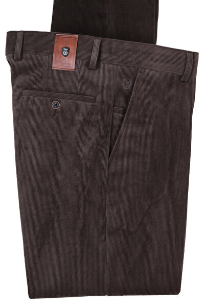 Modarar Καφέ ανδρικό βελούδινο παντελόνι - κανονική εφαρμογή RAR01276