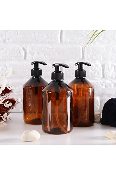 JUIWI 3 Adet Amber Plastik Şişe Sabunluk Bulaşık Deterjanlık Sıvı Sabunluk Ça...