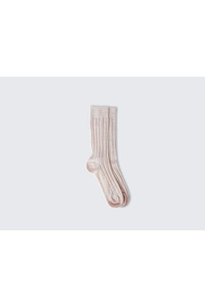 United Colors of Benetton Șosete lungi cu nervuri brodate cu logo roz unisex