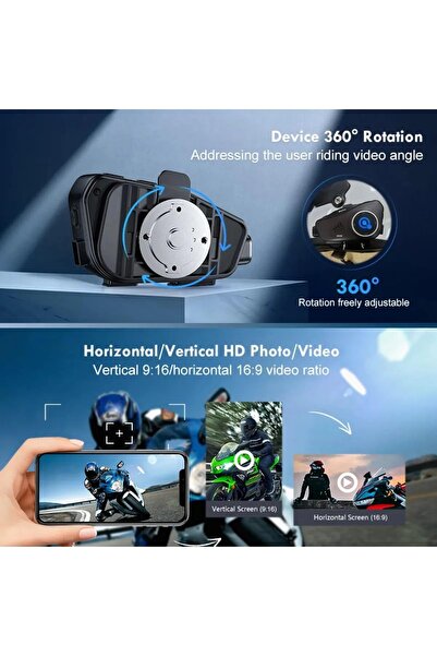 Genel Markalar Q28 Motosiklet Kask Bluetooth Kulaklık 1080p Kameralı Intercom Kulaklık Su Geçirmez