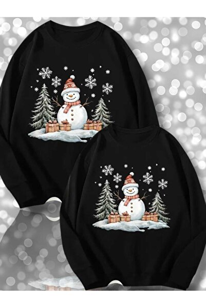 WOODROFFE Sevgili Çift 2'li Kombinat Anul Nou Crăciun Imprimat cu decolteu ro...