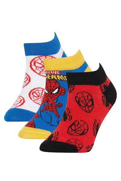 DeFacto Нов комплект от 3 памучни чорапи до глезена за момчета Marvel Spiderman