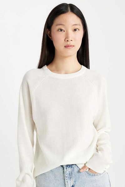 DeFacto Regular Fit Soft Textured Crew Neck Basic Plain Knitwear Sweater