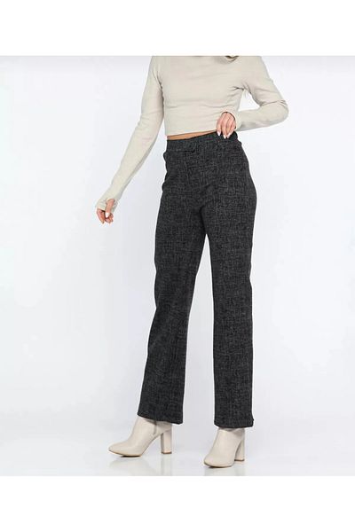 Heyya Women's Winter Butterfly Patterned Black Palazzo Trousers with Velcro Waist
