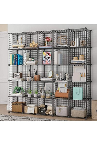 decorelax 25'li Tel Küp Çok Amaçlı Organizer Raf Siyah 33cm