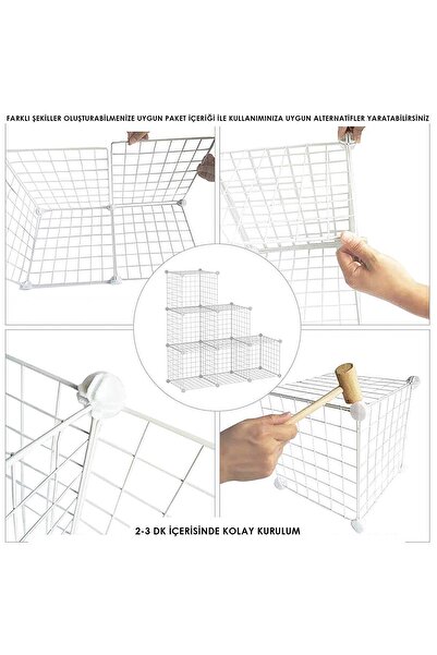 decorelax 25'li Tel Küp Çok Amaçlı Organizer Raf Beyaz 33cm