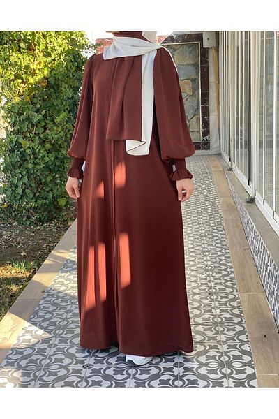 Bayram Giyim Плисирани балон ръкави с рамо от Медина, коприна, Абая