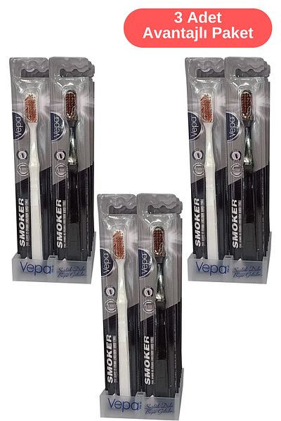 Vepa Smoker Extra Hard Toothbrushes - 12 X 3 Pieces