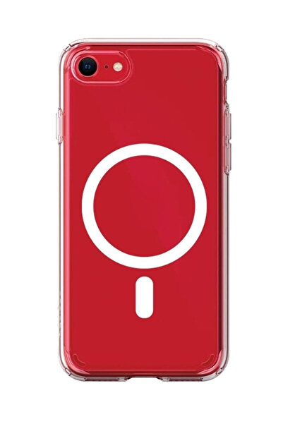 CaseArt Apple iPhone SE 3 Kılıf Magsafe Kablosuz Şarj Destekli Şeffaf Silikon Kapak
