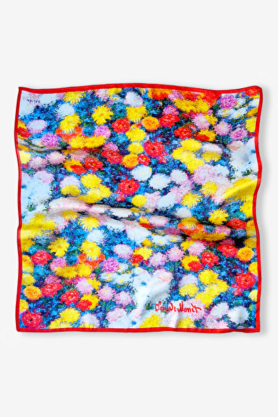 Galiga MONET FLOWERS %100 İpek Fular 55x55cm 'Art on Silk'