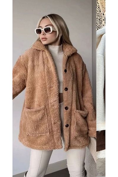Fua Shop Μπουφάν βελούδινη ζακέτα με γιακά με κουμπιά