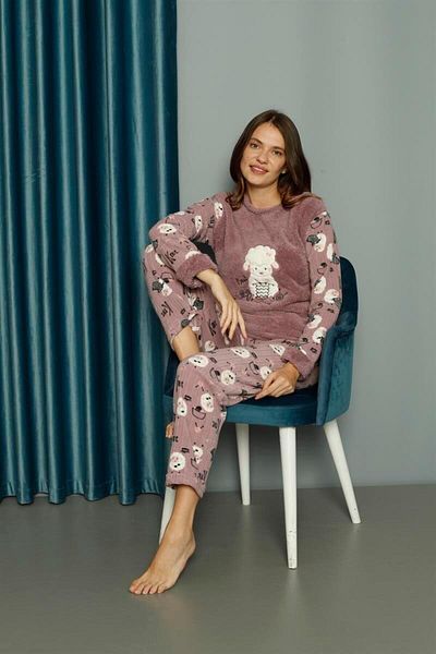Mutlu City New Season Autumn/Winter Women's Welsoft Fleece Round Neck Lamb Patterned Thick Pajamas Set 30005