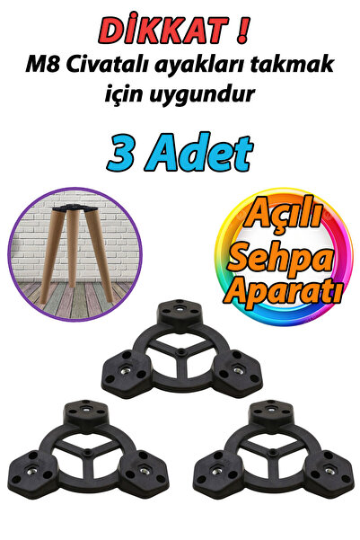 GLASWEN 3 Adet Açılı Üçlü Sehpa Bağlantı Aparatı Zigon Puf Tabure Mobilya Mas...