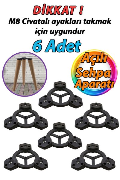 GLASWEN 6 Adet Açılı Üçlü Sehpa Bağlantı Aparatı Zigon Puf Tabure Mobilya Mas...