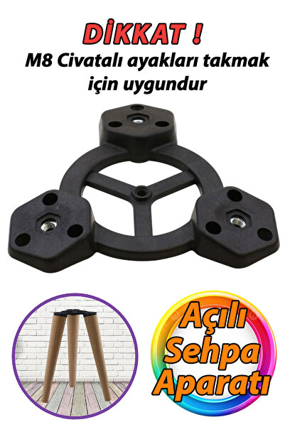 GLASWEN Açılı Üçlü Sehpa Bağlantı Aparatı Zigon Puf Tabure Mobilya Masa Ayağı...