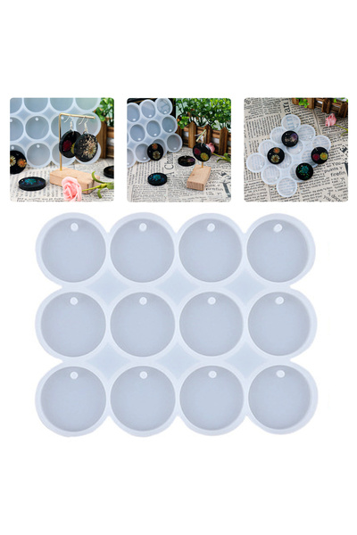 Getshopmini Epoksi Çoklu Yuvarlak Daire Delikli Anahtarlık Kolye Kalıbı Silik...